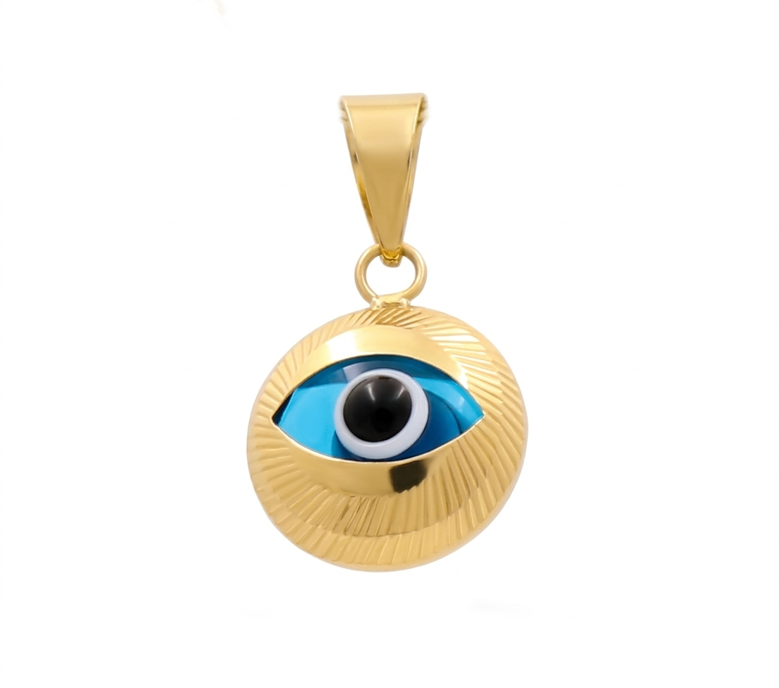 10K Yellow Gold Blue Eye Pendant / Weight: 0.9 GR / BCFPD0EY