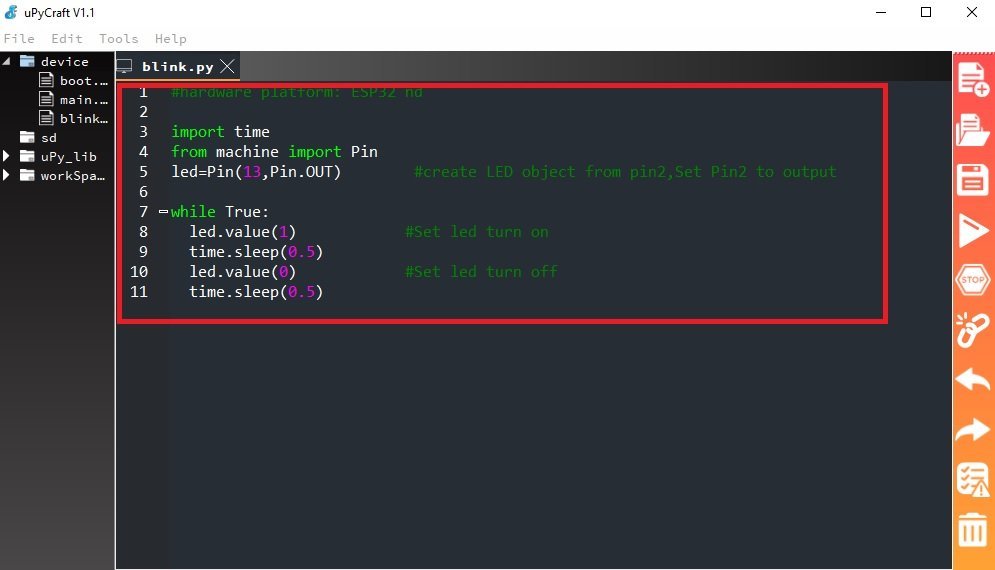 LED blinking script micropython esp32 esp8266
