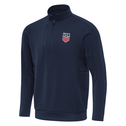 Men's Antigua USMNT Hunk Navy 1/4 Zip