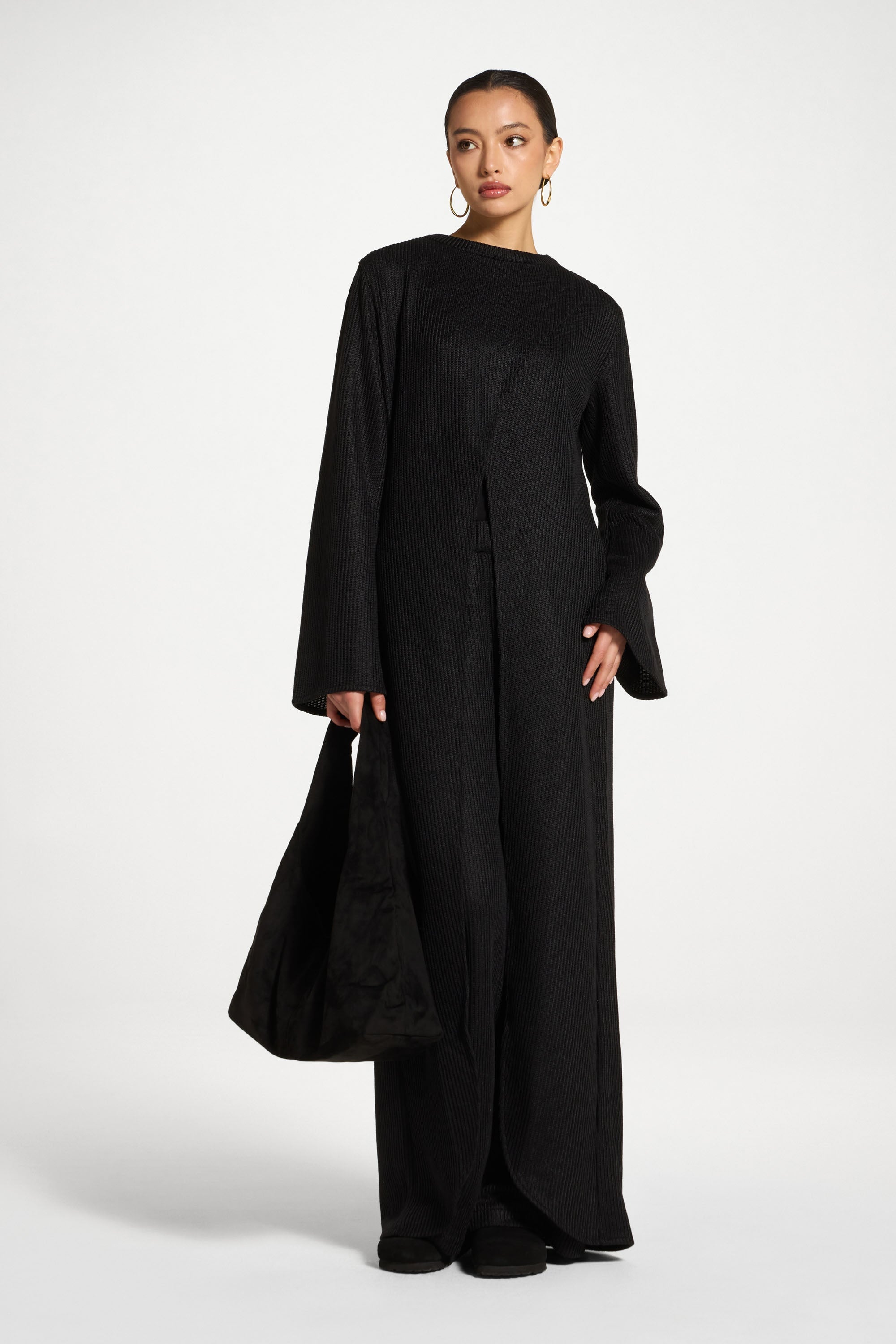 Knit Tunic & Pants Set - Black Abayas Veiled 