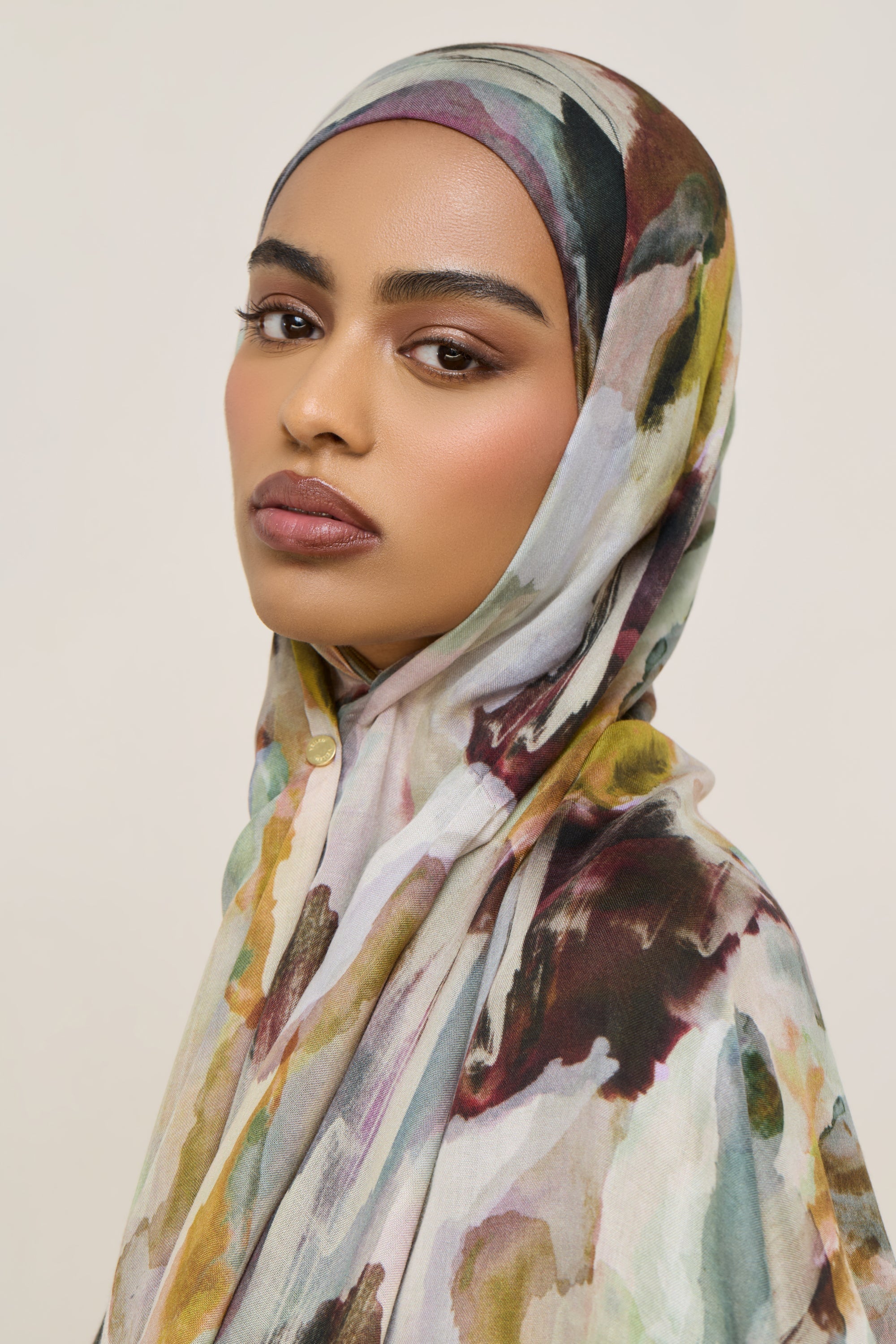 Printed Modal Hijab - Watercolor Oasis Hijabs Veiled