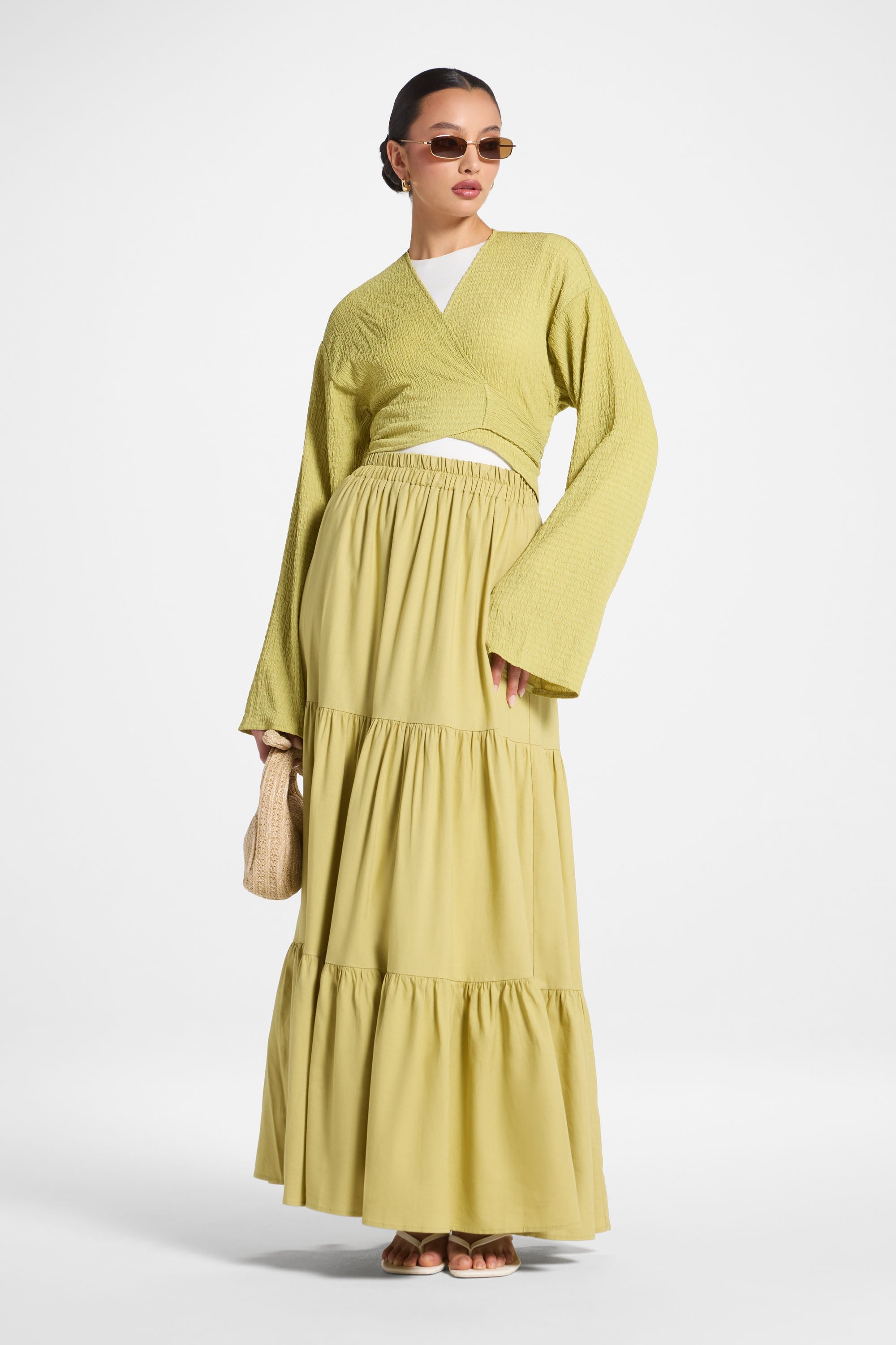 Wrap Tie Cardigan Top - Citron Abayas Veiled 
