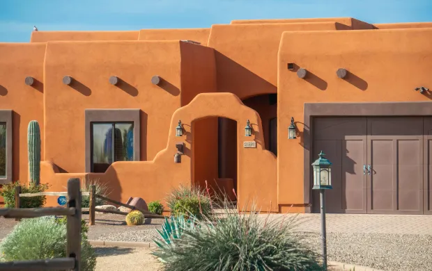 An orange Adobe home in Arizona