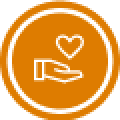 Donation icon: A hand under a heart
