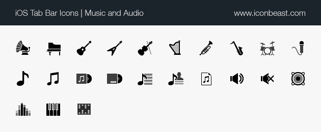 iOS tab bar icons music and audio