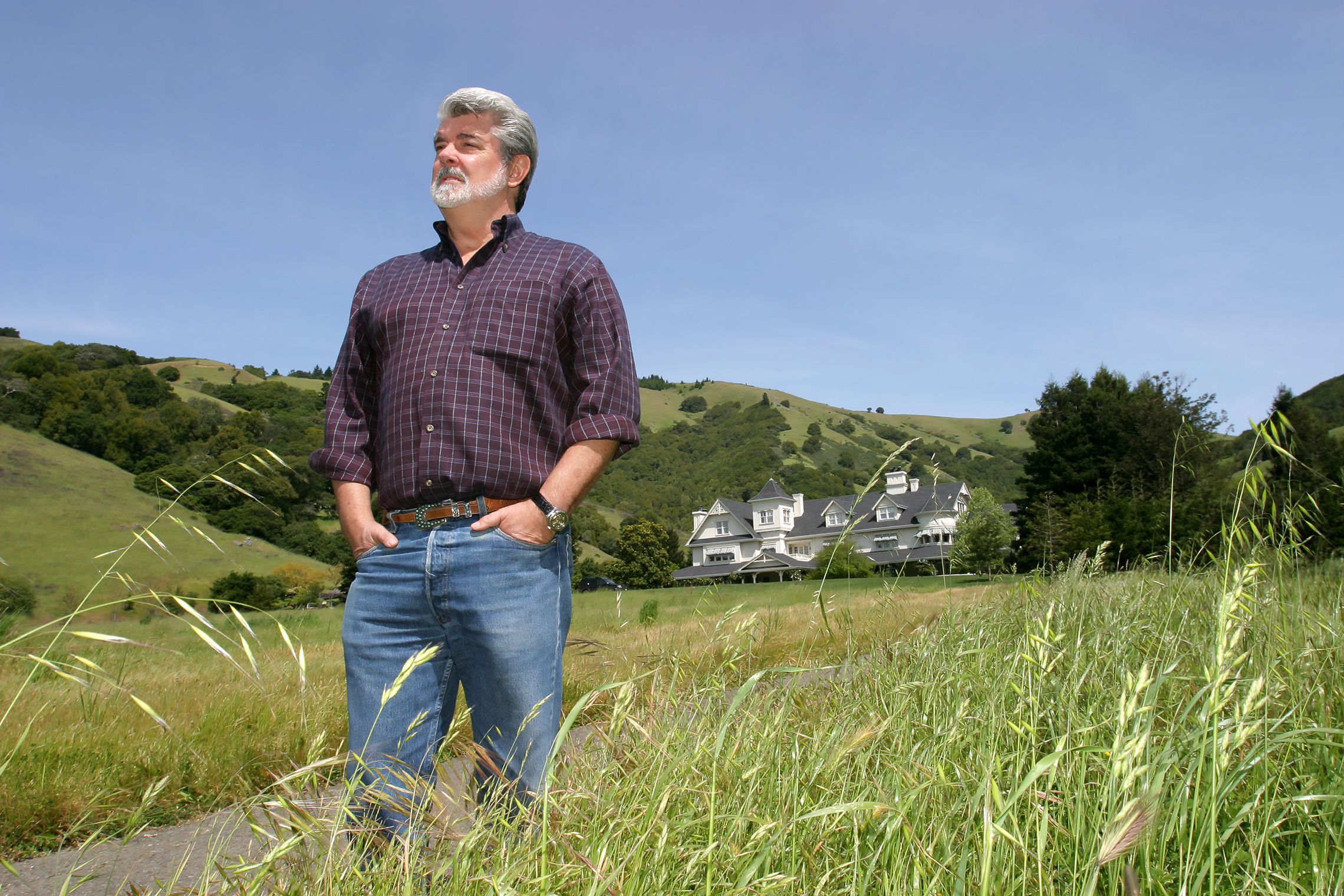 George Lucas at Skywalker Ranch — designed to accommodate the creative, technical and administrative needs of his company — in Marin County, California, April 29, 2005. (Jean-Louis Atlan/Getty Images)