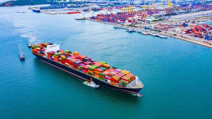 Container ship with cargo in Asia