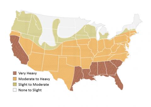 Termite Infestation Probability Map, Adapted from the 2021 International Residential Code (IRC), Figure R301.2(7)