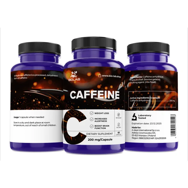 Caffeine 200 mg, 60 capsules