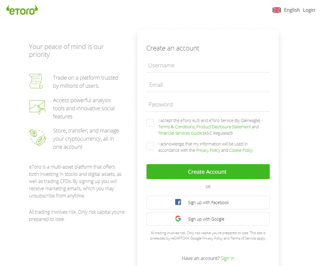 открыть счет эторо