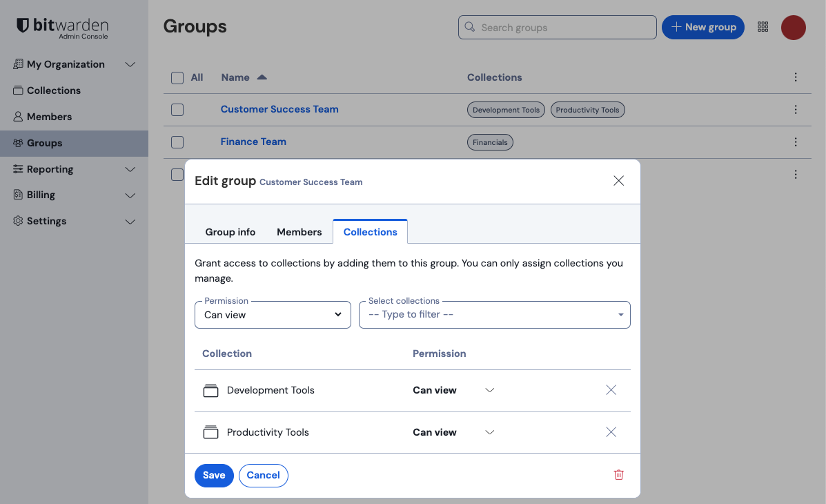 Collections permissions