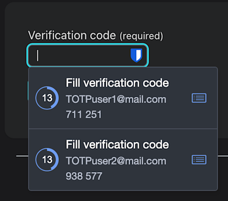 Inline TOTP autofill