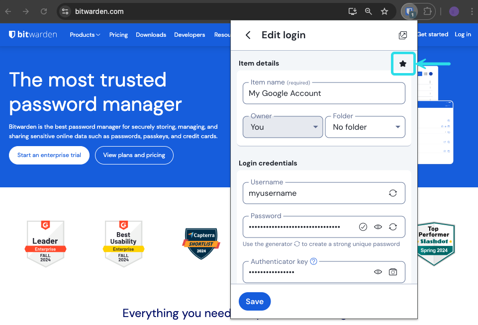 Einen Artikel zu Favoriten hinzufügen