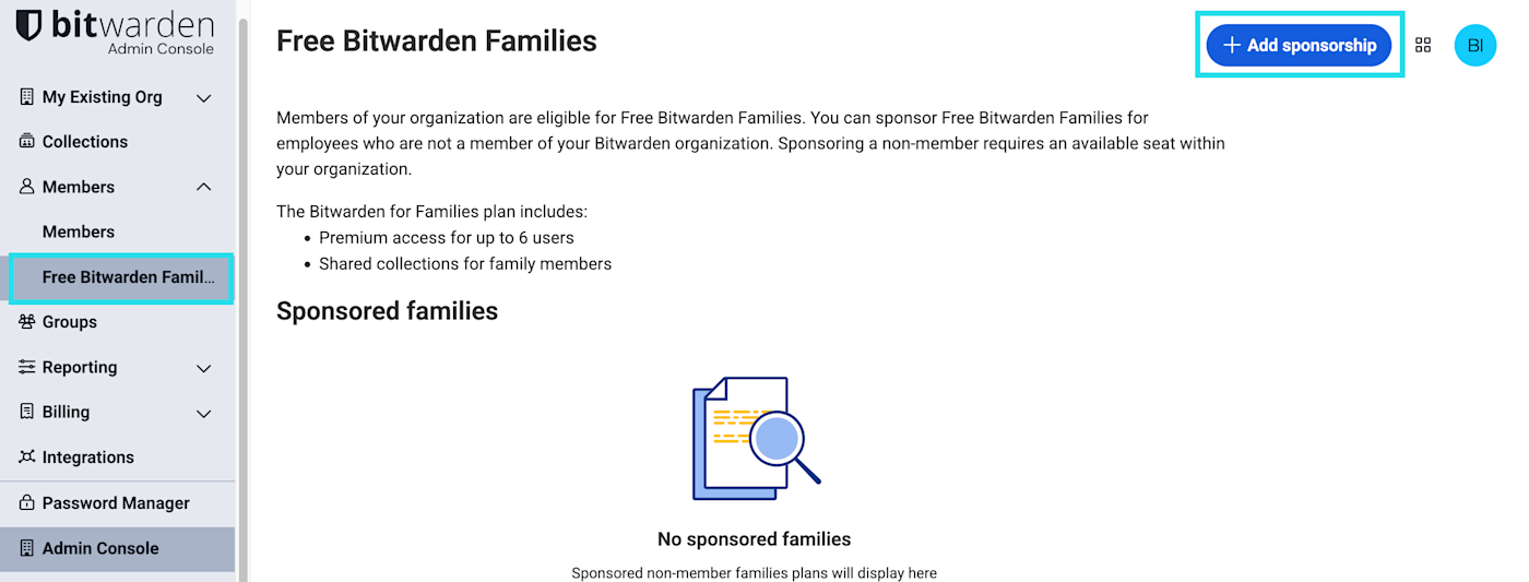 Free Bitwarden Families