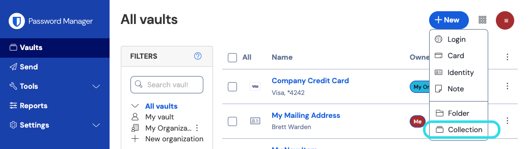 Create new collection