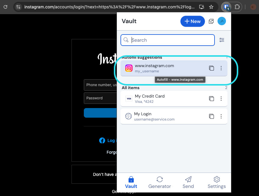 Click item to autofill
