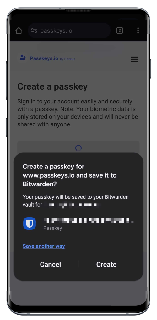 Create a passkey