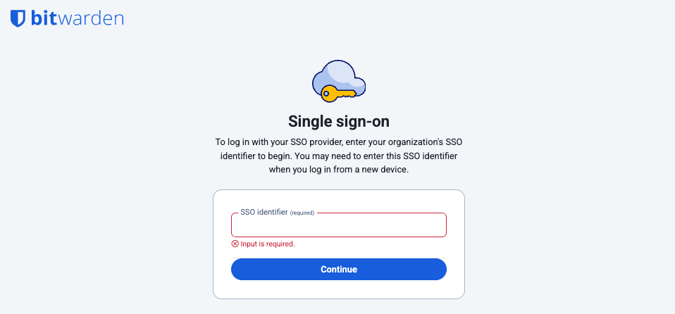 SSO identifier screen