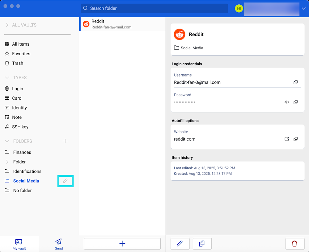フォルダの編集と削除