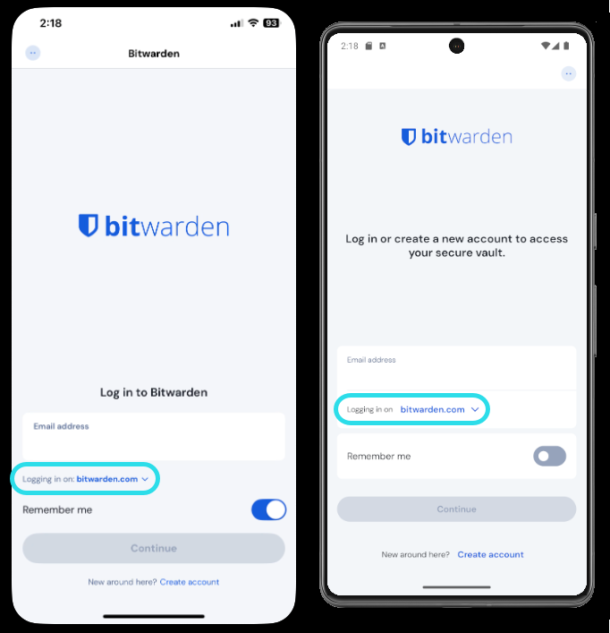 Region selector on mobile apps