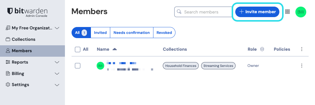 Invite member to an organization