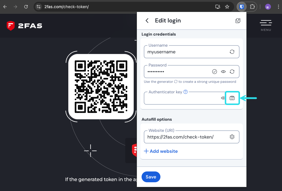 Browser extension TOTP scan