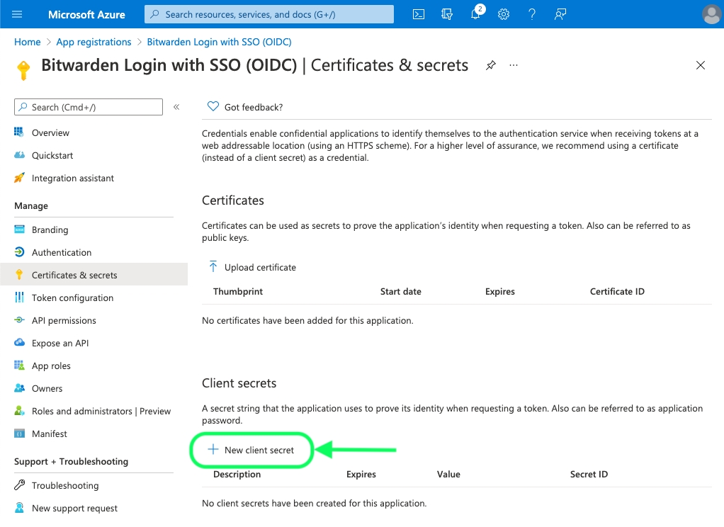 Create Client Secret