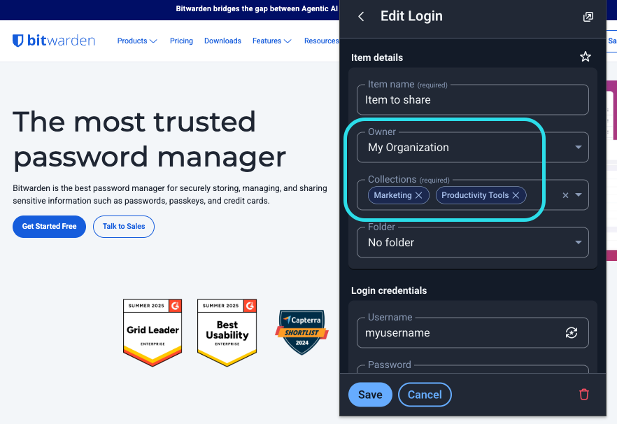 Share while editing on browser