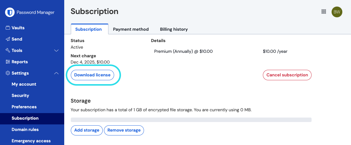 Download personal license