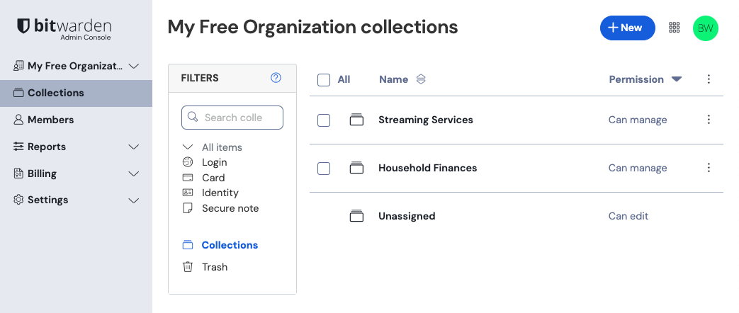Free organization Admin Console