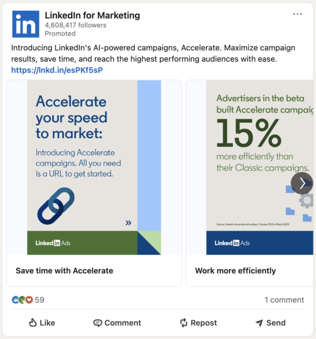 LinkedIn for marketing carousel ad