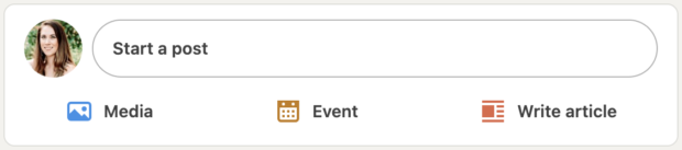 start a new post on LinkedIn select media event or write article