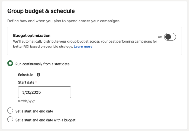 group budget and schedule