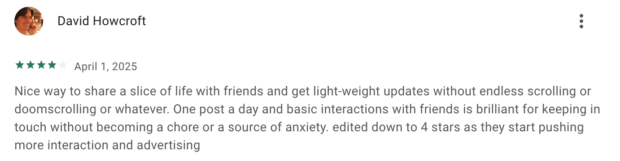 BeReal light weight updates high interaction and advertising