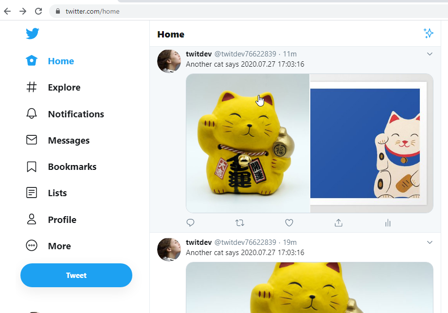 Tweet with lucky cats