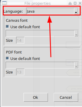 Selecting the language the diagram is converted into Selecting the language the diagram is converted into