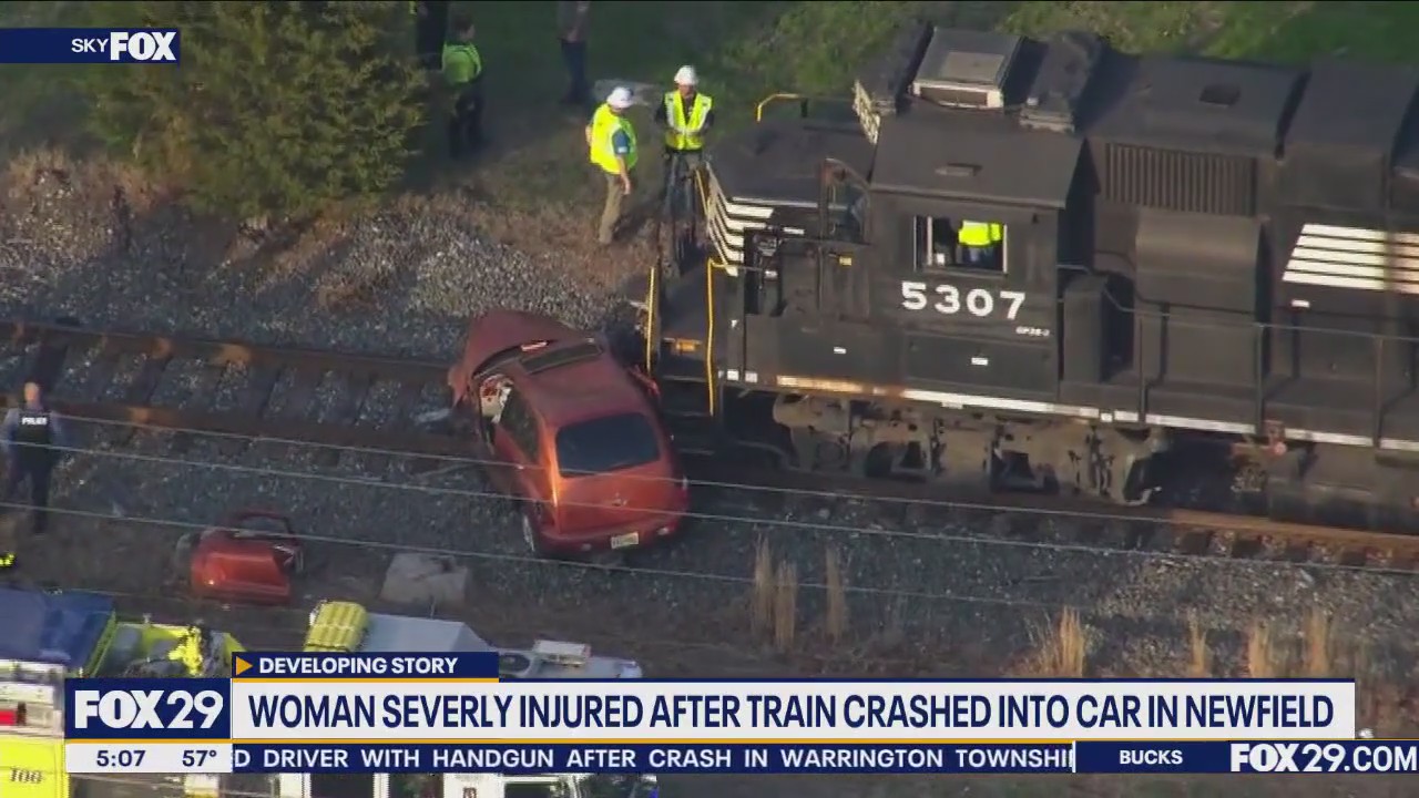 Woman airlifted to hospital after freight train crash in Newfield