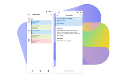 A nyitott műszakok és a műszak részletei megjelennek a Teamsben.