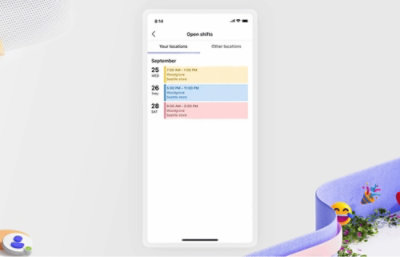 A phone screenshot displaying schedule