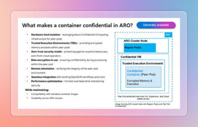 Un écran d’ordinateur affichant des informations sur les conteneurs confidentiels dans ARO