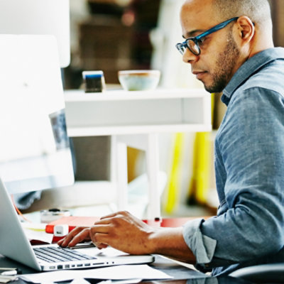 A man working on laptop