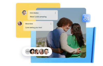 Мужчина и женщина обнимаются.