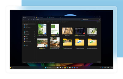 Pantalla de escritorio de Windows 11 mostrando varios archivos en la pestaña Inicio
