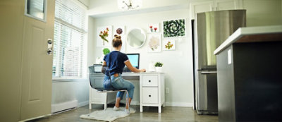 A person sitting at a desk
