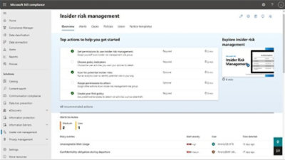 Vue d’ensemble de la gestion des risques internes dans le portail de conformité Microsoft Purview.