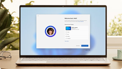 Pozdravni zaslon uporabnika s prikazom možnosti obnovitve iz osebnega računalnika
