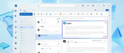 A computer screen of mail with copilot message
