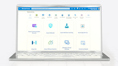A monitor with Azure services home page 