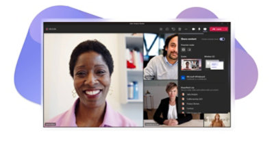 Pa nen nội dung Chia sẻ đang được hiển thị trong cuộc gọi video qua Teams.