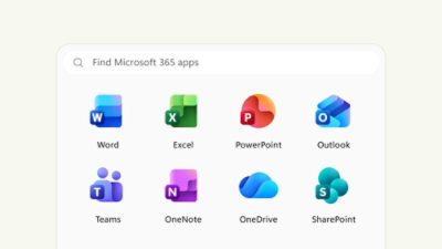 Microsoft 365-apps, herunder Word, Excel, PowerPoint, Outlook, Teams, OneNote, OneDrive og SharePoint.